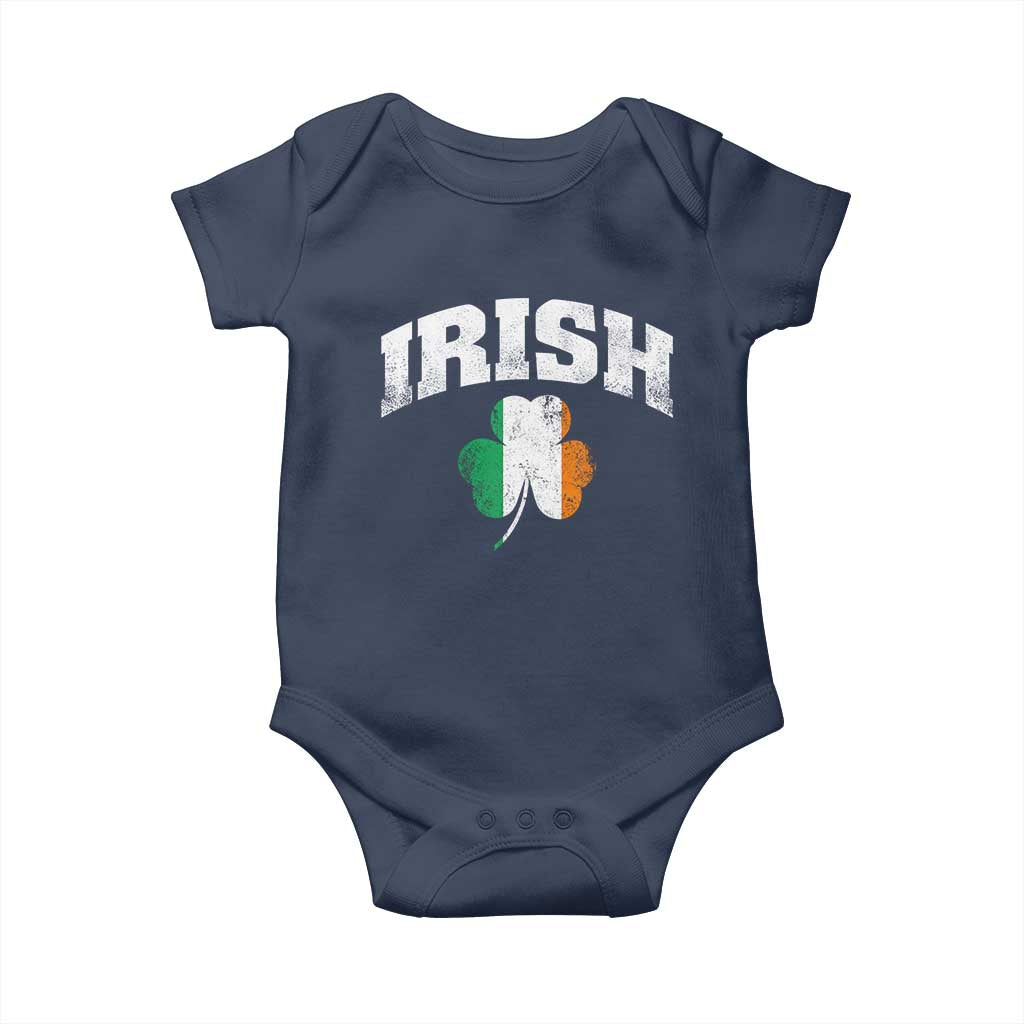 Irish Baby Onesie Vintage St Patricks Day Ireland Flag Shamrock Clover TS10 Navy Print Your Wear