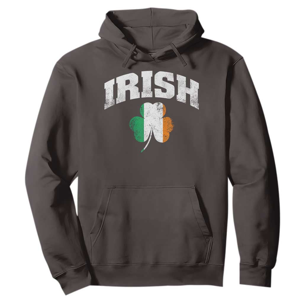 Irish Hoodie Vintage St Patricks Day Ireland Flag Shamrock Clover TS10 Dark Chocolate Print Your Wear