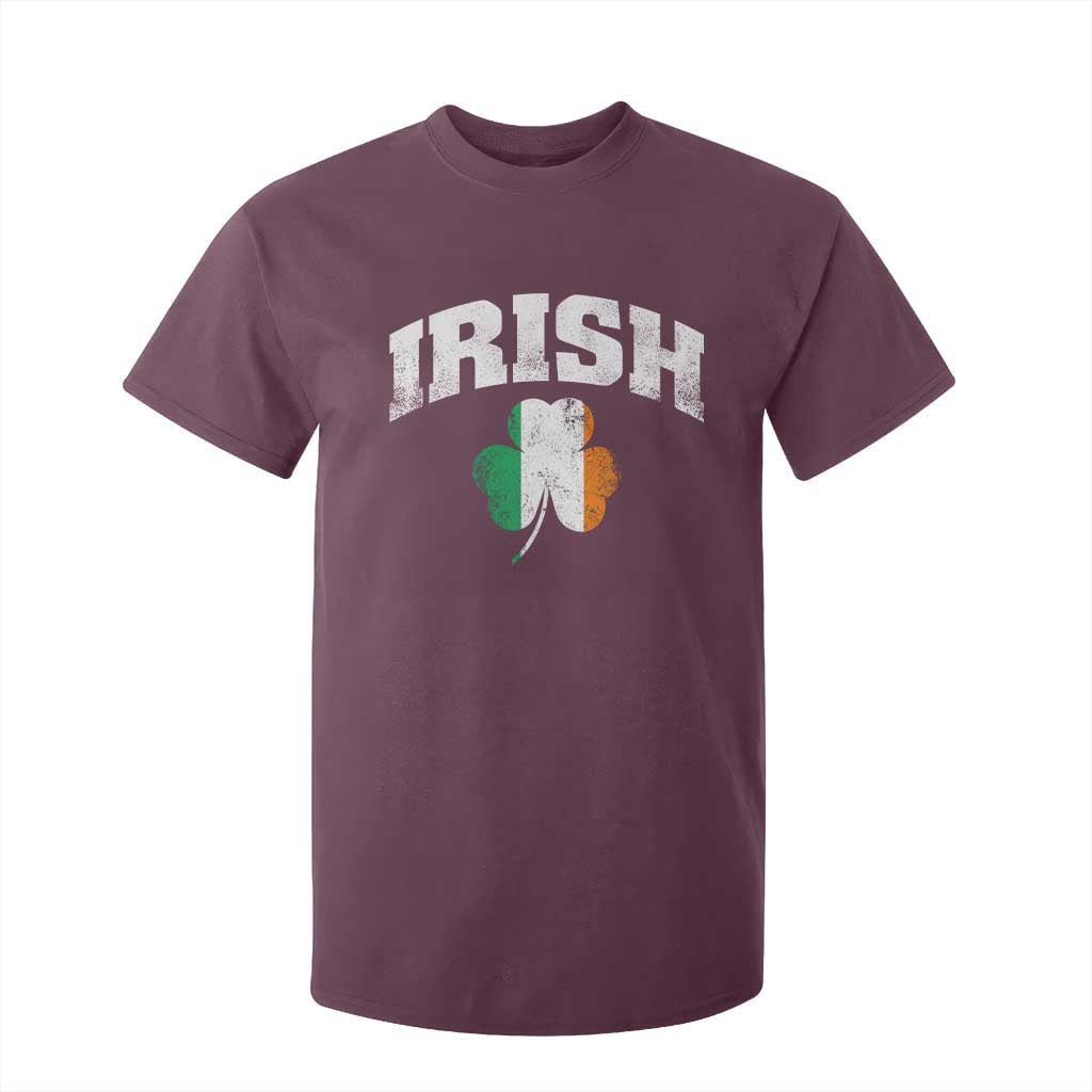 Irish T Shirt For Kid Vintage St Patricks Day Ireland Flag Shamrock Clover TS10 Maroon Print Your Wear