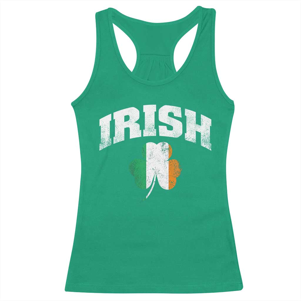Irish Racerback Tank Top Vintage St Patricks Day Ireland Flag Shamrock Clover TS10 Irish Green Print Your Wear