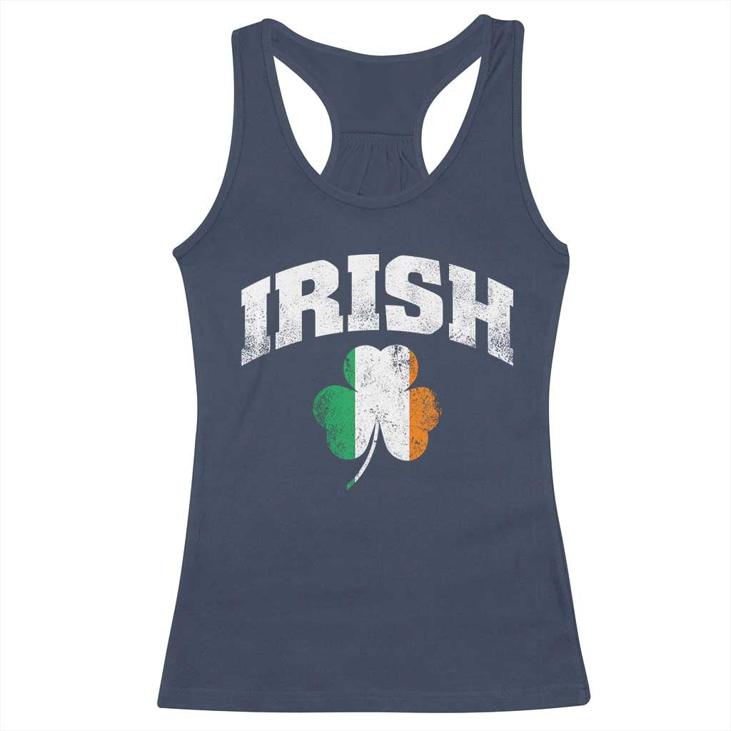 Irish Racerback Tank Top Vintage St Patricks Day Ireland Flag Shamrock Clover TS10 Navy Print Your Wear