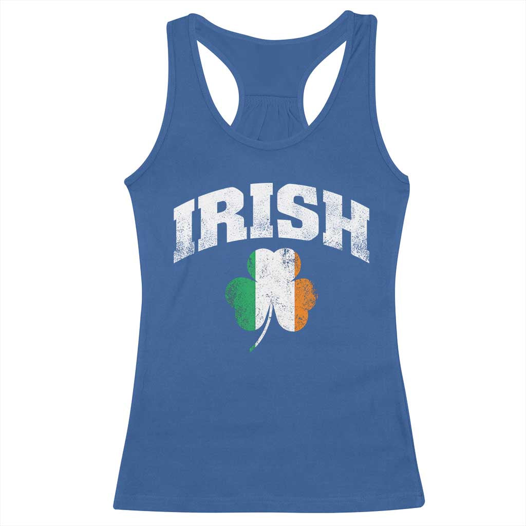 Irish Racerback Tank Top Vintage St Patricks Day Ireland Flag Shamrock Clover TS10 Royal Blue Print Your Wear