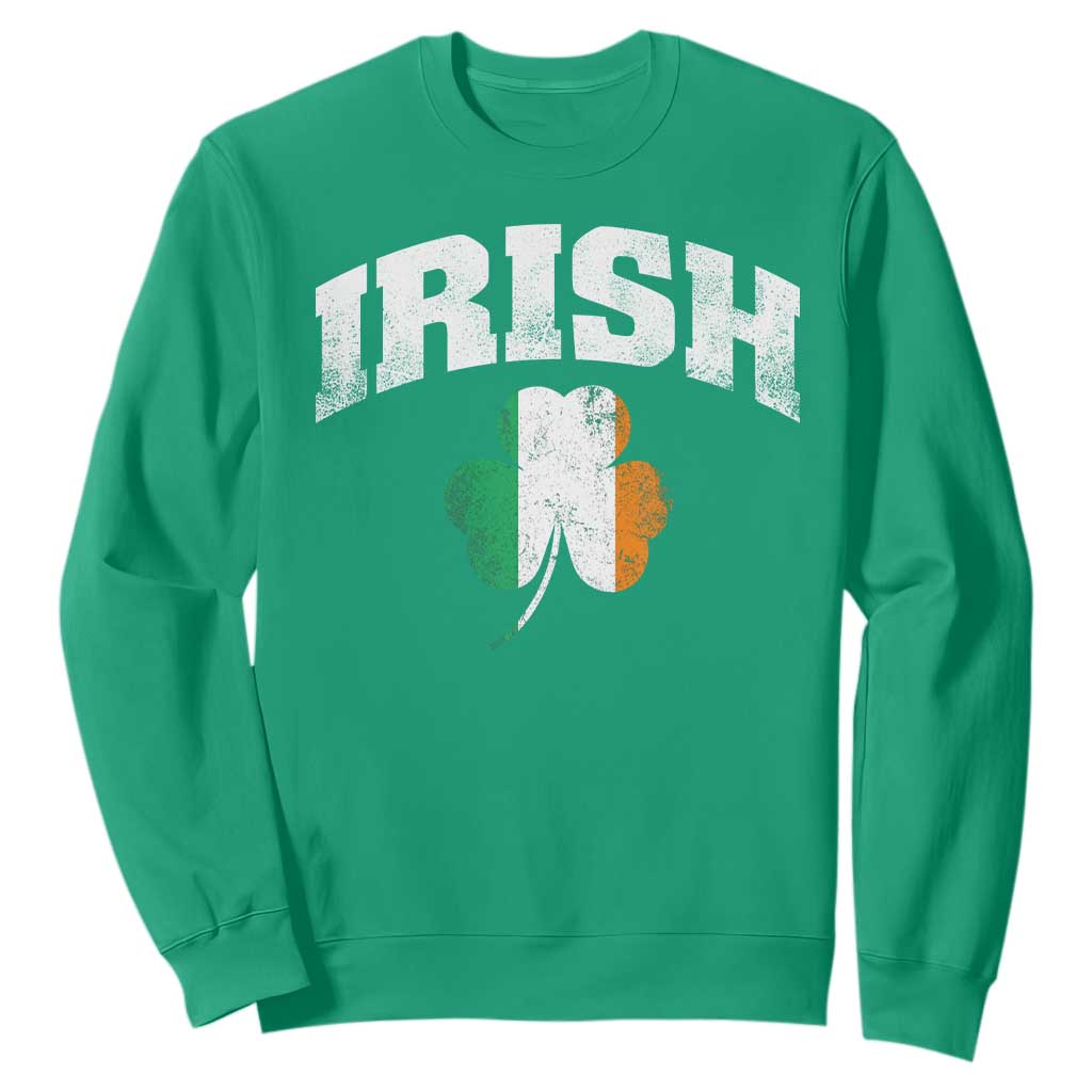 Irish Sweatshirt Vintage St Patricks Day Ireland Flag Shamrock Clover TS10 Irish Green Print Your Wear