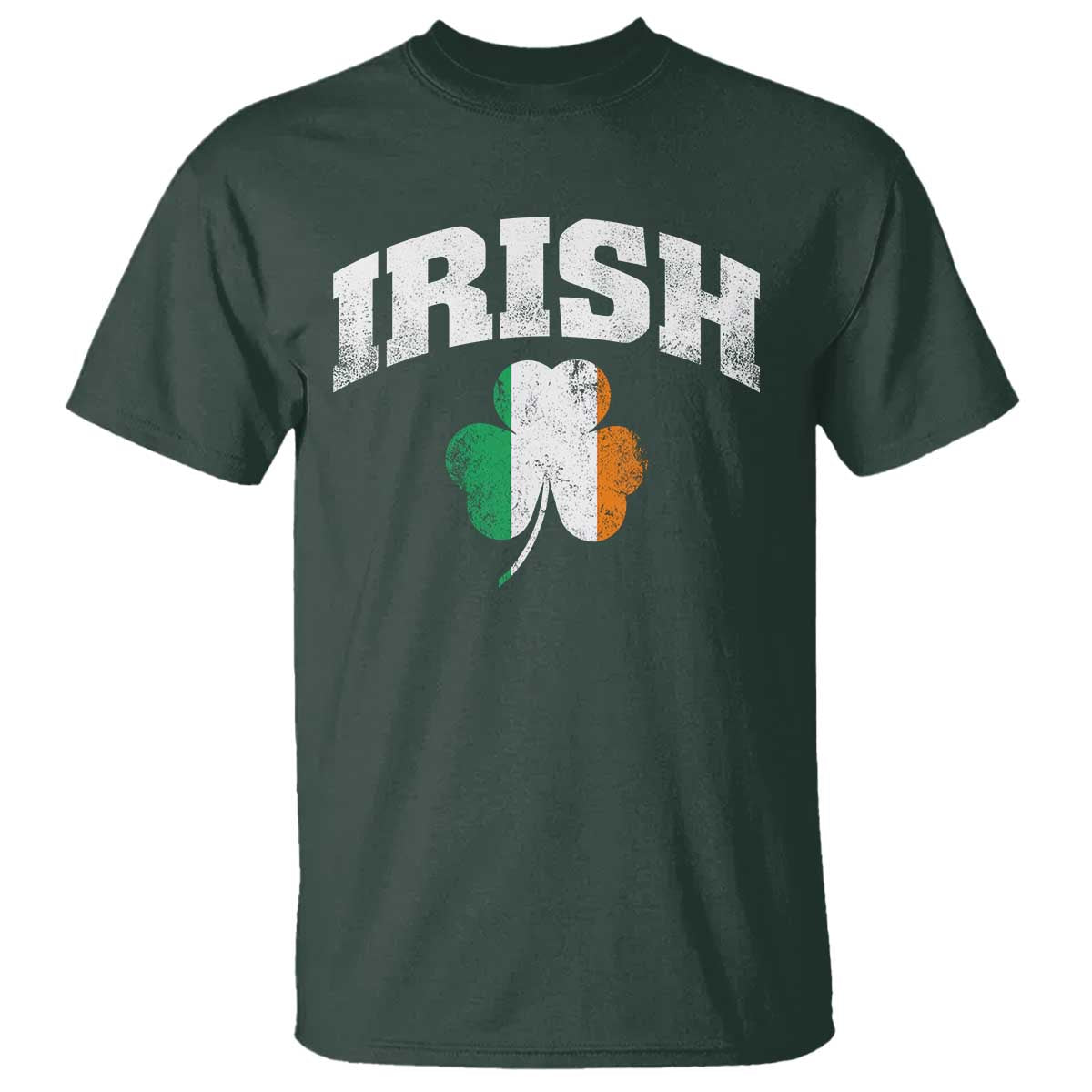 Irish T Shirt Vintage St Patricks Day Ireland Flag Shamrock Clover TS10 Dark Forest Green Print Your Wear