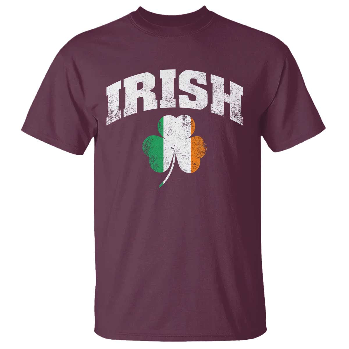 Irish T Shirt Vintage St Patricks Day Ireland Flag Shamrock Clover TS10 Maroon Print Your Wear