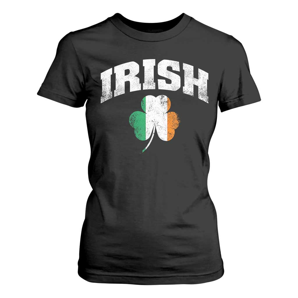 Irish T Shirt For Women Vintage St Patricks Day Ireland Flag Shamrock Clover TS10 Black Print Your Wear