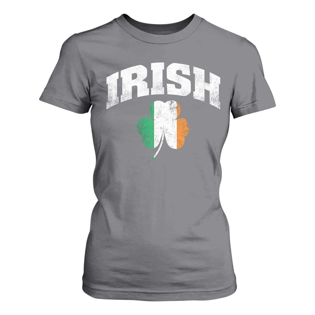 Irish T Shirt For Women Vintage St Patricks Day Ireland Flag Shamrock Clover TS10 Charcoal Print Your Wear