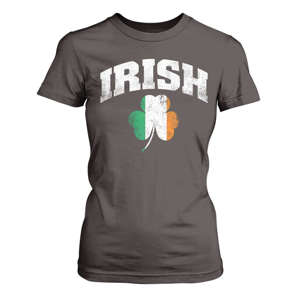 Irish T Shirt For Women Vintage St Patricks Day Ireland Flag Shamrock Clover TS10 Dark Chocolate Print Your Wear