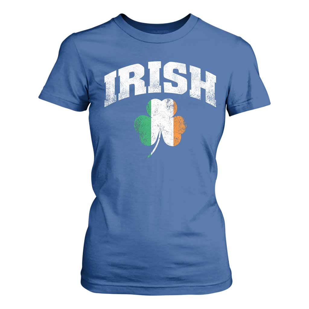 Irish T Shirt For Women Vintage St Patricks Day Ireland Flag Shamrock Clover TS10 Royal Blue Print Your Wear
