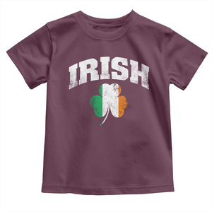 Irish Toddler T Shirt Vintage St Patricks Day Ireland Flag Shamrock Clover TS10 Maroon Print Your Wear