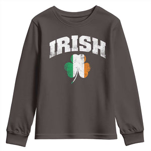 Irish Youth Sweatshirt Vintage St Patricks Day Ireland Flag Shamrock Clover TS10 Dark Chocolate Print Your Wear