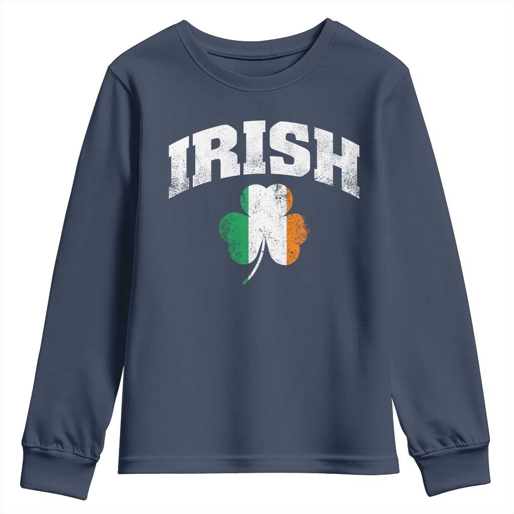 Irish Youth Sweatshirt Vintage St Patricks Day Ireland Flag Shamrock Clover TS10 Navy Print Your Wear