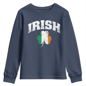 Irish Youth Sweatshirt Vintage St Patricks Day Ireland Flag Shamrock Clover TS10 Navy Print Your Wear