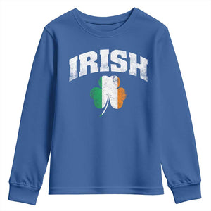 Irish Youth Sweatshirt Vintage St Patricks Day Ireland Flag Shamrock Clover TS10 Royal Blue Print Your Wear