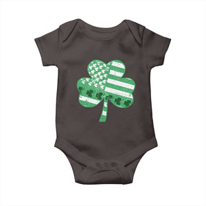 St Patricks Day American Flag Shamrocks Baby Onesie Lucky Retro Vintage Irish USA TS10 Dark Chocolate Print Your Wear