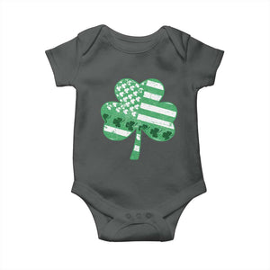 St Patricks Day American Flag Shamrocks Baby Onesie Lucky Retro Vintage Irish USA TS10 Dark Heather Print Your Wear