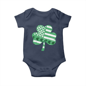 St Patricks Day American Flag Shamrocks Baby Onesie Lucky Retro Vintage Irish USA TS10 Navy Print Your Wear