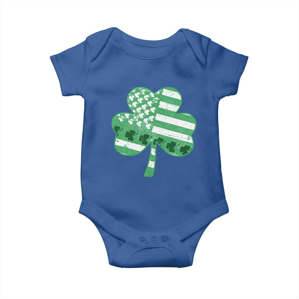 St Patricks Day American Flag Shamrocks Baby Onesie Lucky Retro Vintage Irish USA TS10 Royal Blue Print Your Wear