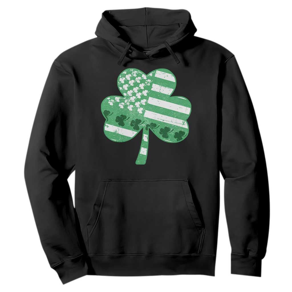 St Patricks Day American Flag Shamrocks Hoodie Lucky Retro Vintage Irish USA TS10 Black Print Your Wear