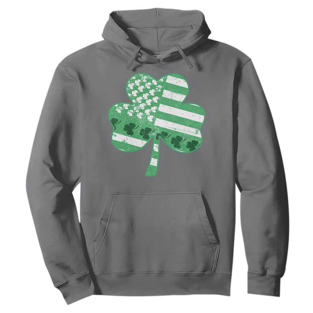 St Patricks Day American Flag Shamrocks Hoodie Lucky Retro Vintage Irish USA TS10 Charcoal Print Your Wear