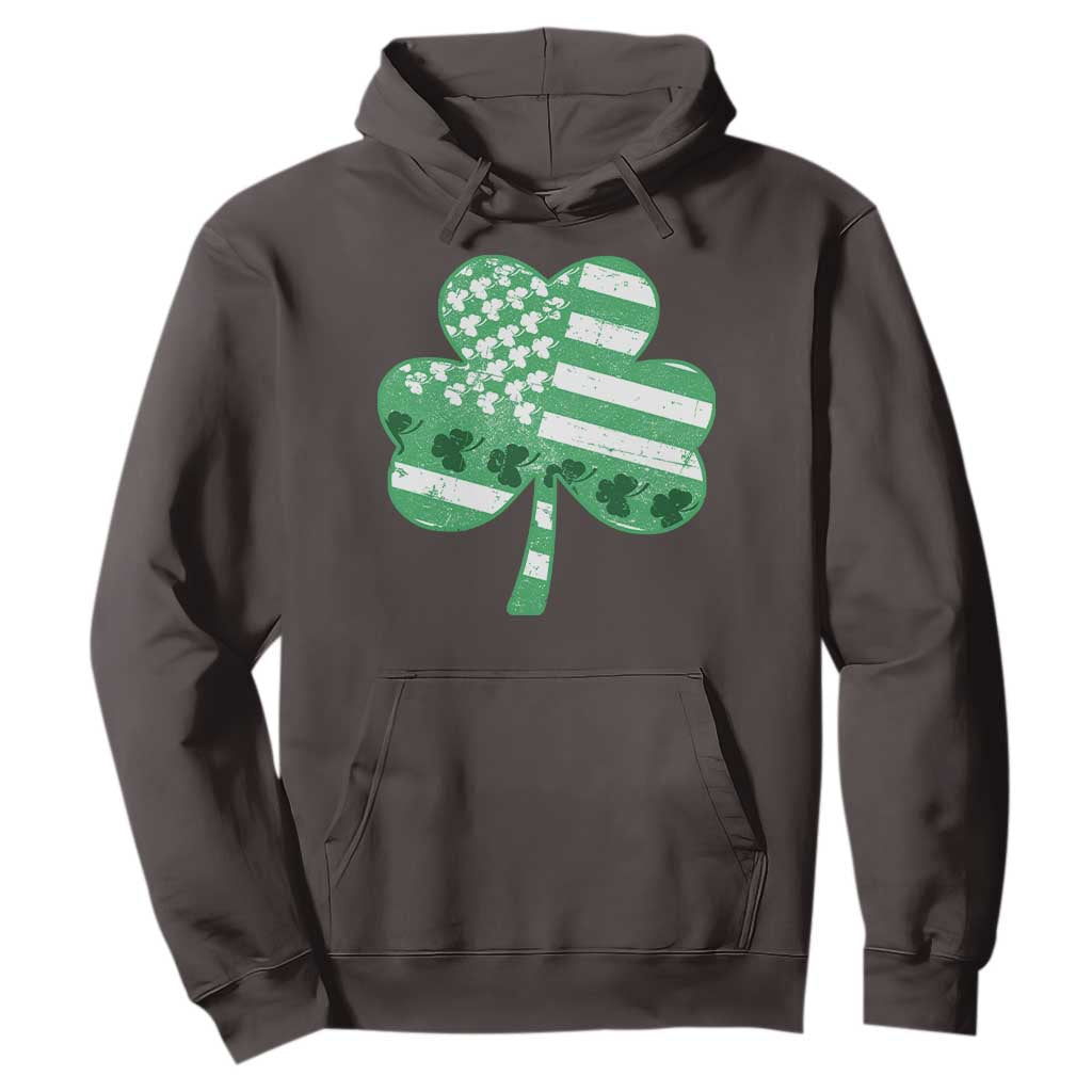 St Patricks Day American Flag Shamrocks Hoodie Lucky Retro Vintage Irish USA TS10 Dark Chocolate Print Your Wear