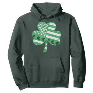 St Patricks Day American Flag Shamrocks Hoodie Lucky Retro Vintage Irish USA TS10 Dark Forest Green Print Your Wear