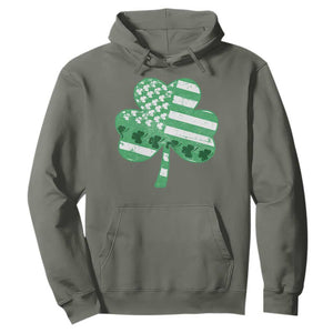 St Patricks Day American Flag Shamrocks Hoodie Lucky Retro Vintage Irish USA TS10 Military Green Print Your Wear
