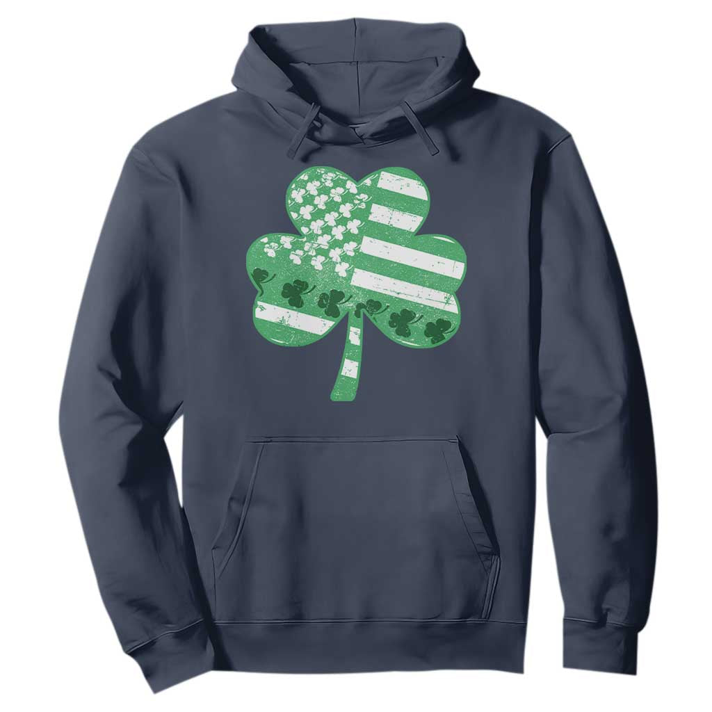 St Patricks Day American Flag Shamrocks Hoodie Lucky Retro Vintage Irish USA TS10 Navy Print Your Wear