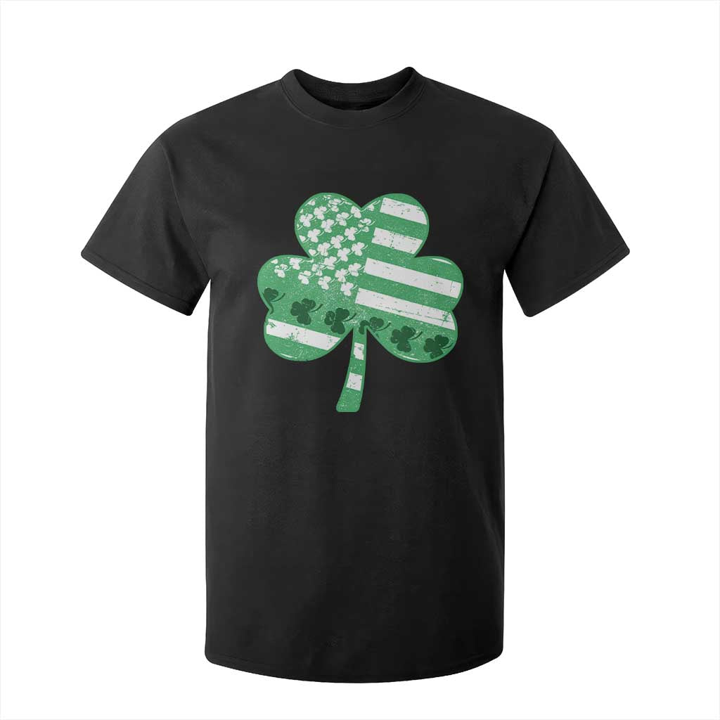 St Patricks Day American Flag Shamrocks T Shirt For Kid Lucky Retro Vintage Irish USA TS10 Black Print Your Wear