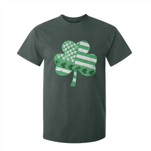 St Patricks Day American Flag Shamrocks T Shirt For Kid Lucky Retro Vintage Irish USA TS10 Dark Forest Green Print Your Wear