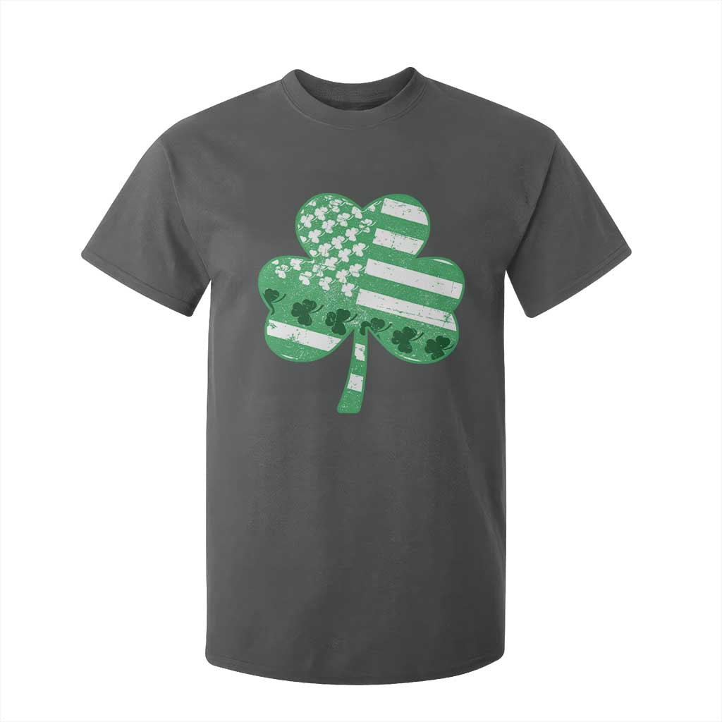 St Patricks Day American Flag Shamrocks T Shirt For Kid Lucky Retro Vintage Irish USA TS10 Dark Heather Print Your Wear