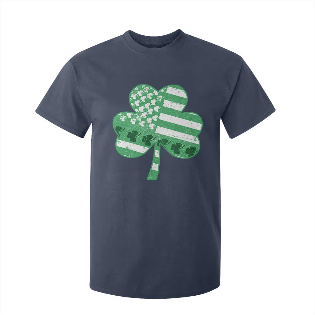 St Patricks Day American Flag Shamrocks T Shirt For Kid Lucky Retro Vintage Irish USA TS10 Navy Print Your Wear