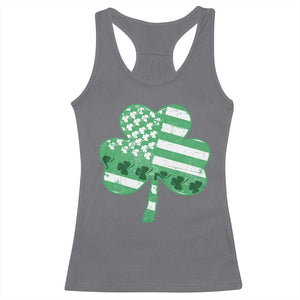 St Patricks Day American Flag Shamrocks Racerback Tank Top Lucky Retro Vintage Irish USA TS10 Charcoal Print Your Wear