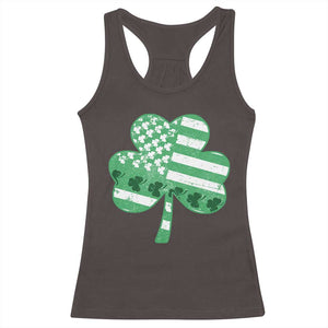 St Patricks Day American Flag Shamrocks Racerback Tank Top Lucky Retro Vintage Irish USA TS10 Dark Chocolate Print Your Wear