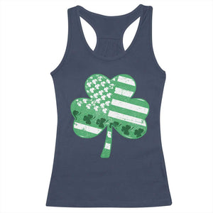 St Patricks Day American Flag Shamrocks Racerback Tank Top Lucky Retro Vintage Irish USA TS10 Navy Print Your Wear