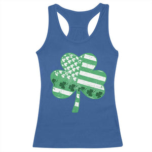 St Patricks Day American Flag Shamrocks Racerback Tank Top Lucky Retro Vintage Irish USA TS10 Royal Blue Print Your Wear