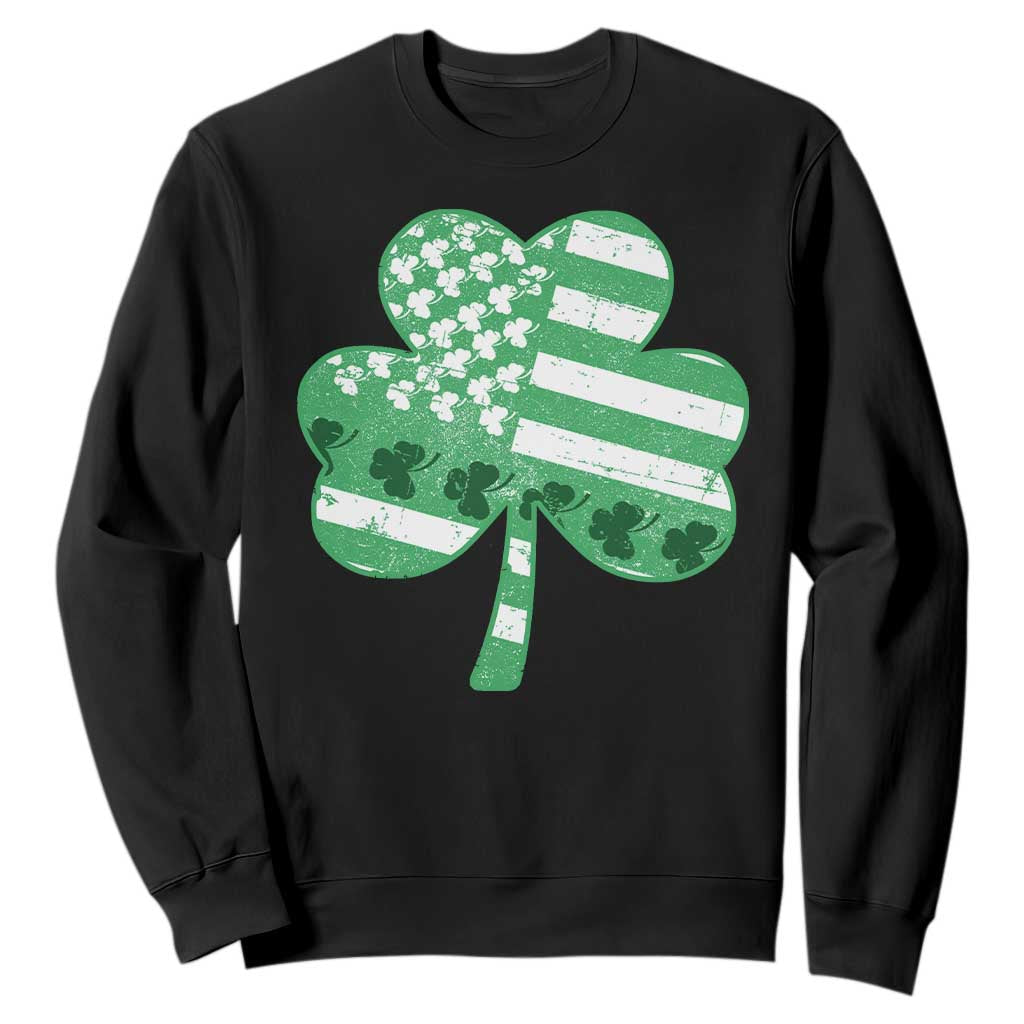 St Patricks Day American Flag Shamrocks Sweatshirt Lucky Retro Vintage Irish USA TS10 Black Print Your Wear