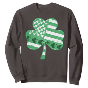 St Patricks Day American Flag Shamrocks Sweatshirt Lucky Retro Vintage Irish USA TS10 Dark Chocolate Print Your Wear