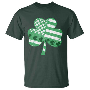 St Patricks Day American Flag Shamrocks T Shirt Lucky Retro Vintage Irish USA TS10 Dark Forest Green Print Your Wear