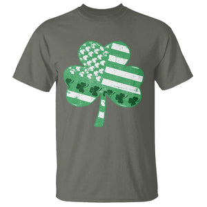 St Patricks Day American Flag Shamrocks T Shirt Lucky Retro Vintage Irish USA TS10 Military Green Print Your Wear