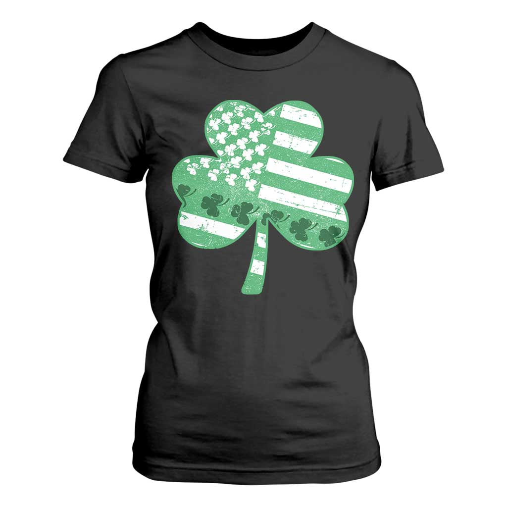 St Patricks Day American Flag Shamrocks T Shirt For Women Lucky Retro Vintage Irish USA TS10 Black Print Your Wear