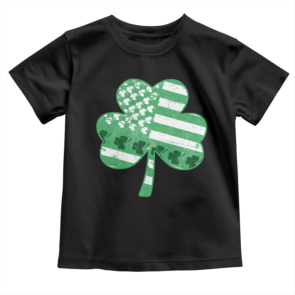 St Patricks Day American Flag Shamrocks Toddler T Shirt Lucky Retro Vintage Irish USA TS10 Black Print Your Wear