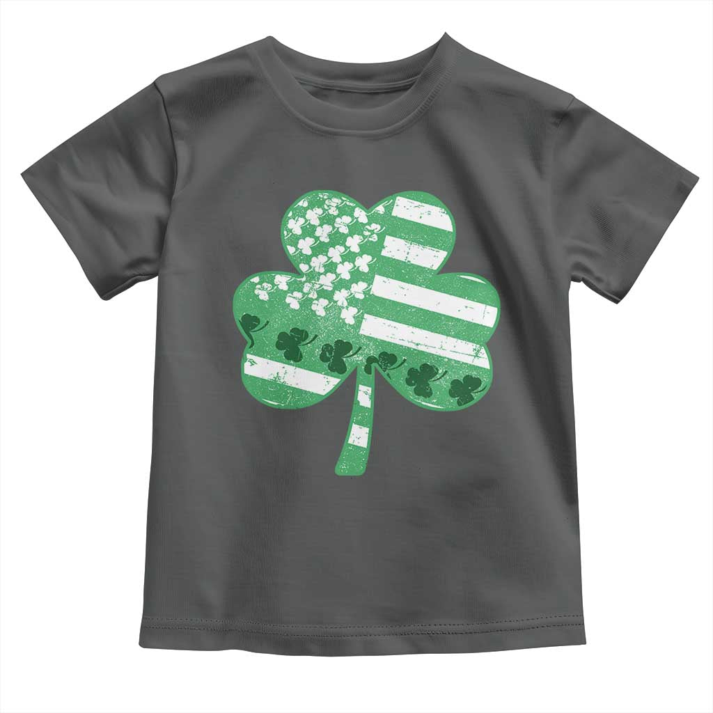 St Patricks Day American Flag Shamrocks Toddler T Shirt Lucky Retro Vintage Irish USA TS10 Dark Heather Print Your Wear