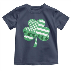 St Patricks Day American Flag Shamrocks Toddler T Shirt Lucky Retro Vintage Irish USA TS10 Navy Print Your Wear