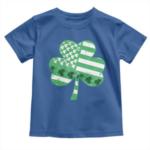 St Patricks Day American Flag Shamrocks Toddler T Shirt Lucky Retro Vintage Irish USA TS10 Royal Blue Print Your Wear