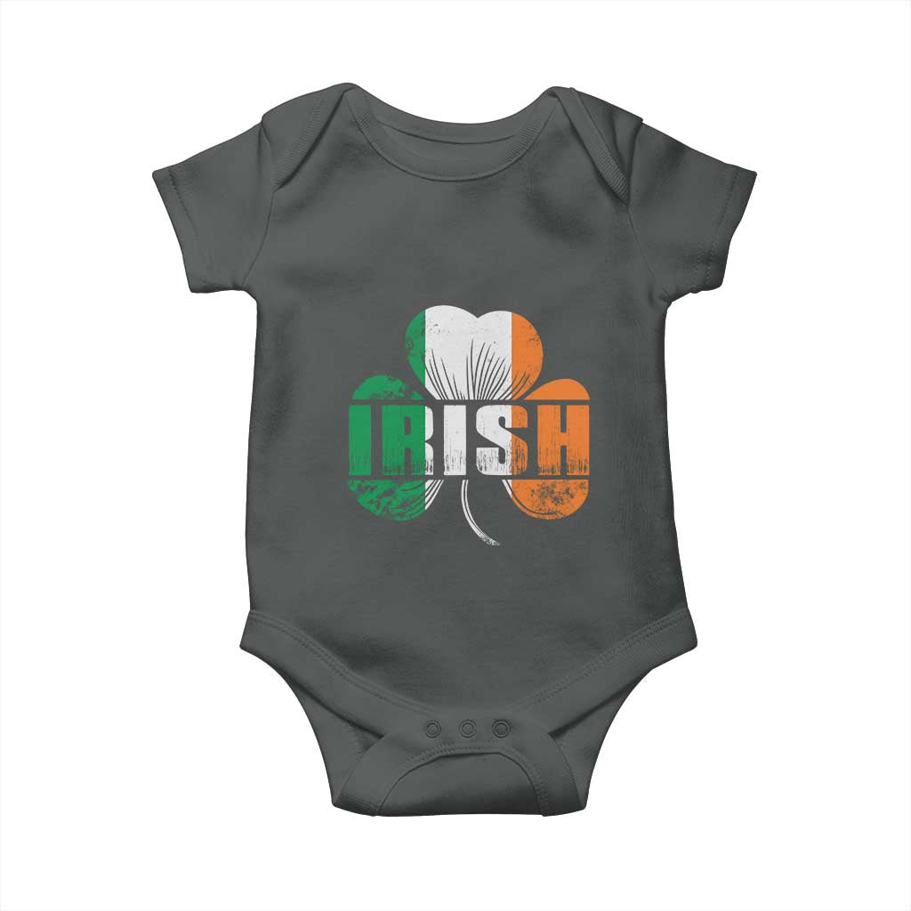 Irish St Patricks Day Shamrock Baby Onesie Retro Clover Ireland Flag Lucky Gifts TS10 Dark Heather Print Your Wear