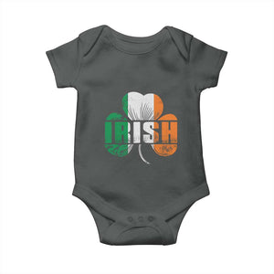 Irish St Patricks Day Shamrock Baby Onesie Retro Clover Ireland Flag Lucky Gifts TS10 Dark Heather Print Your Wear