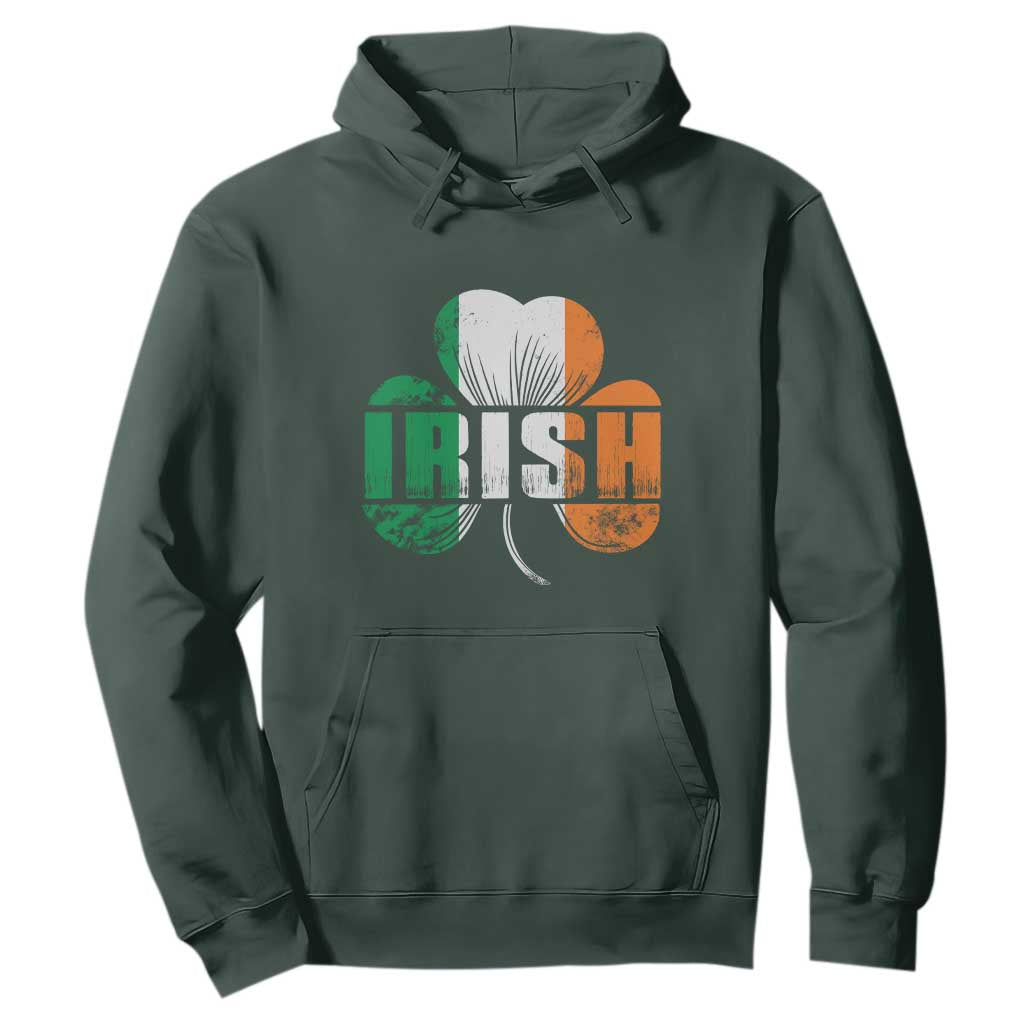 Irish St Patricks Day Shamrock Hoodie Retro Clover Ireland Flag Lucky Gifts TS10 Dark Forest Green Print Your Wear