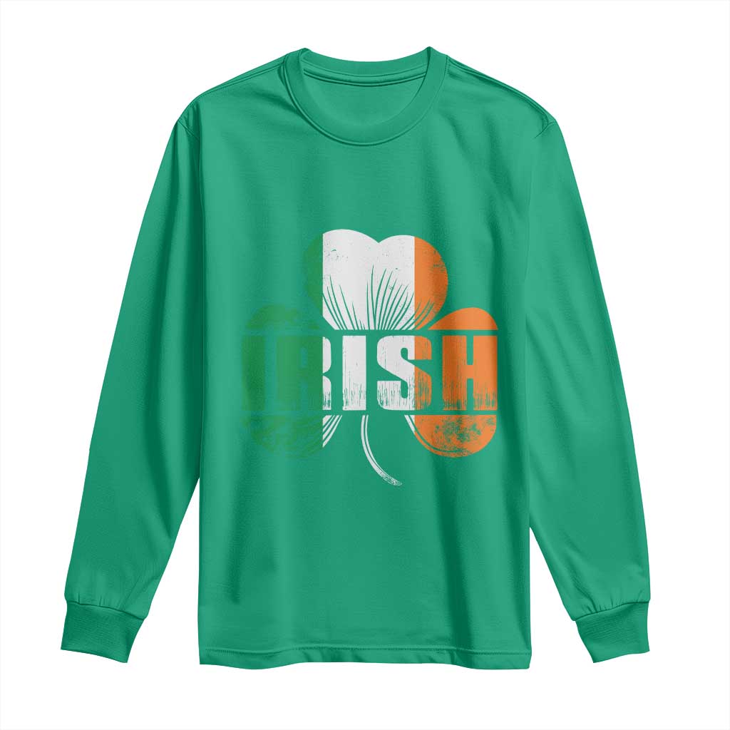 Irish St Patricks Day Shamrock Long Sleeve Shirt Retro Clover Ireland Flag Lucky Gifts TS10 Irish Green Print Your Wear