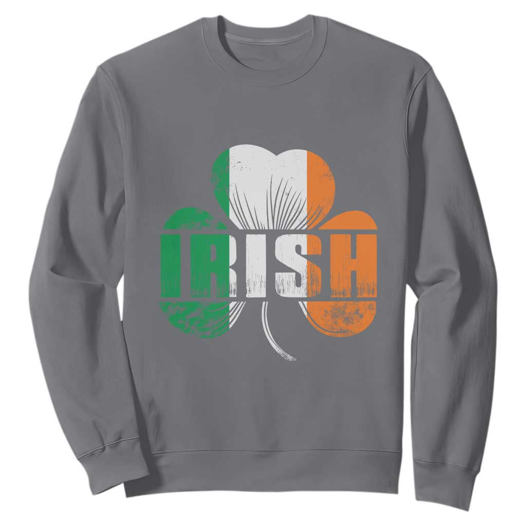Irish St Patricks Day Shamrock Sweatshirt Retro Clover Ireland Flag Lucky Gifts TS10 Charcoal Print Your Wear